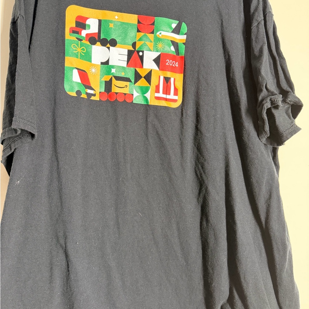 Gildan Black Graphic Tee with Red Green Yellow Accents